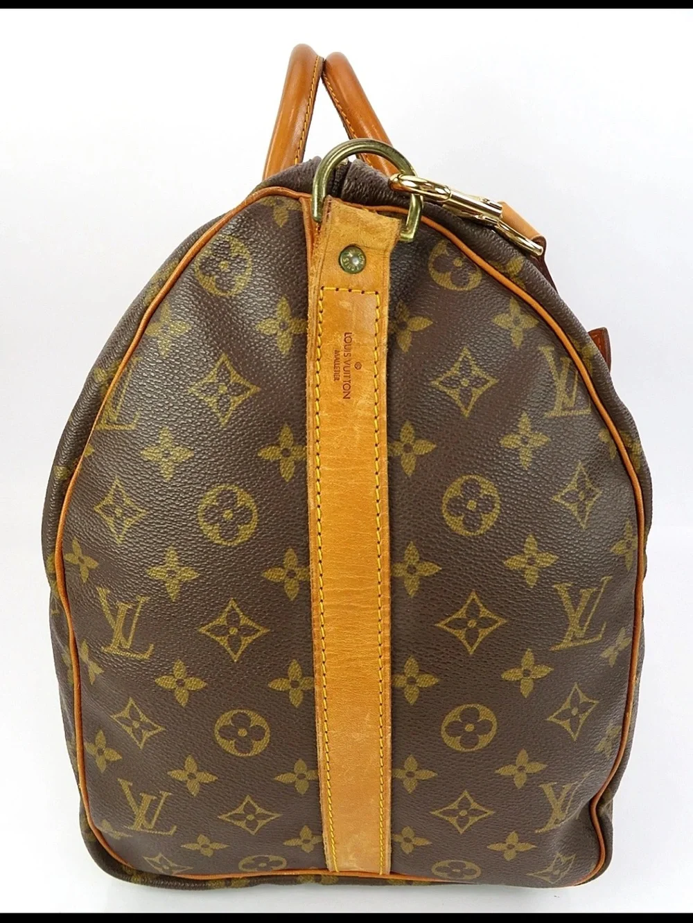 Louis Vuitton Brown Monogram Duffel with Tan Leather Trim